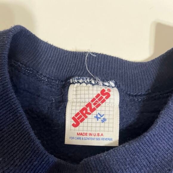 Vintage Jerzees USA Blue Sweatshirt Teddy Bear, Doll & American Flag Women’s XL - Picture 2 of 6